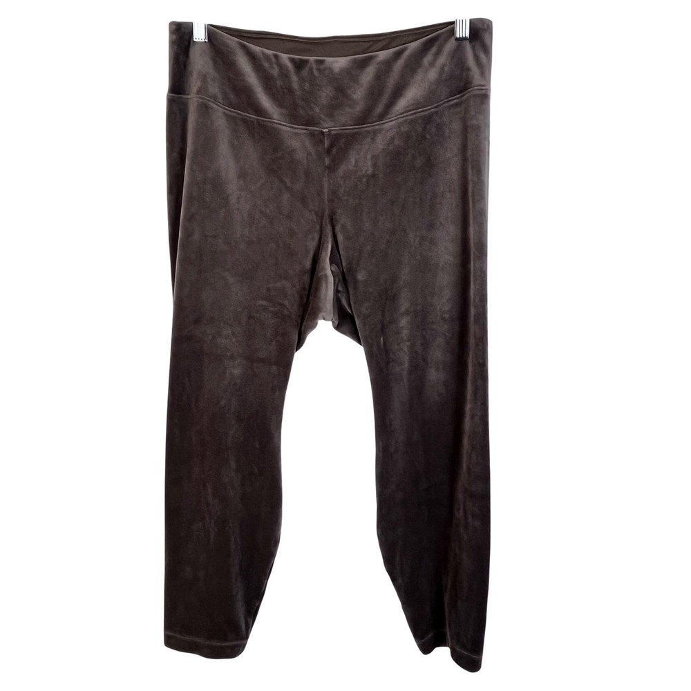 Pure Jill‎ Velour Pants XL Petite Brown Elastic Waist Pull On Stretch (E698)